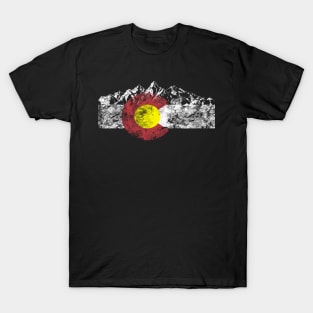 Colorado Flag And Mountains - Rocky Mountains T-Shirt